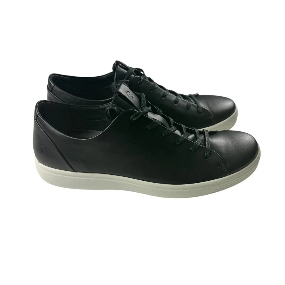 ECCO Soft 7 M Sneakers Mens 9-9.5 Black Leather Lace Up Low Top 470794 01001 NEW